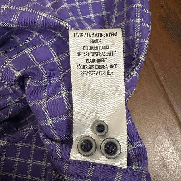 ROBERT GRAHAM Check Shirt Purple Classic Fit Flip Cuff Long Sleeve Cotton - Picture 12 of 13